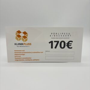 KliinikPluss Hambaravi teenuse kinkekaart.  Pärlipesu koos vähese hambakivi eemaldamisega.