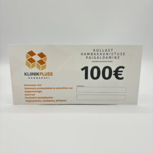 KliinikPluss Hambaravi teenuse kinkekaart.  Kullast hambakaunistuse asetamine, sisaldab kaunistuse hinda.